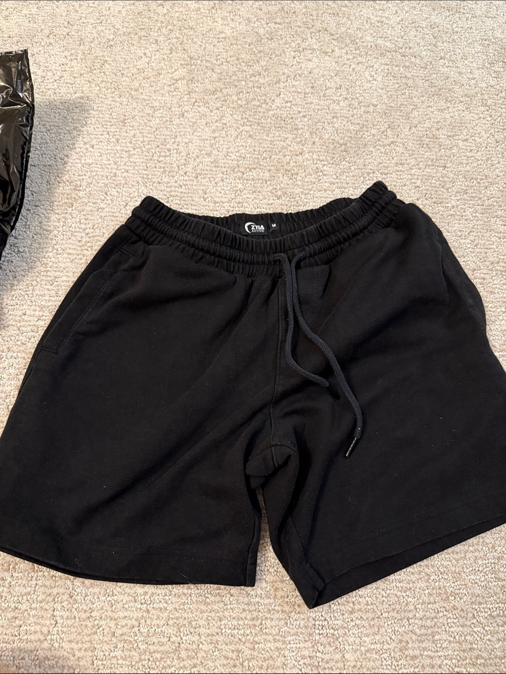 7” Zyia Active Men's Black Drawstring Casual Shorts